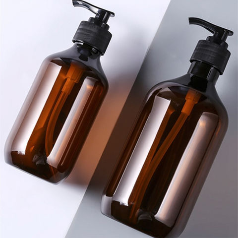 2-Pack 16 Oz Amber Glass Hand Dish Soap Dispenser with Plastic