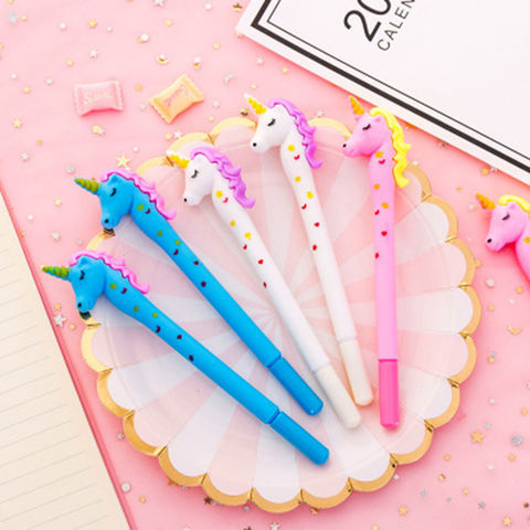 Buy Wholesale China Gel Pen Cheap Cute Cartoon Star-spotted Unicorn Design  Kids Stationery Plastic Black Gel Ink Pen & Gel Pen at USD 0.18