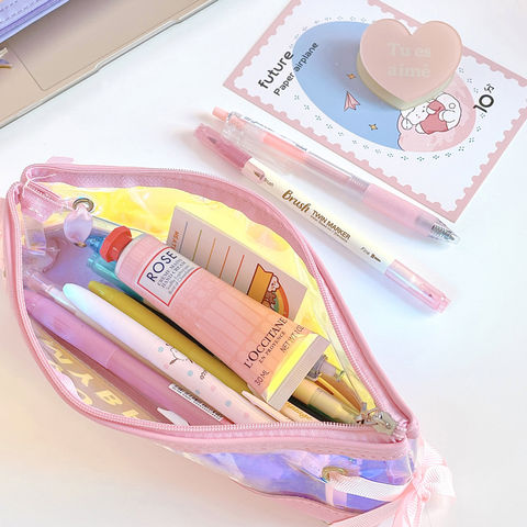 Kawaii Bunnies Clear Transparent Pencil Case  Clear pencil case, Pencil  case, Cute stationary school supplies