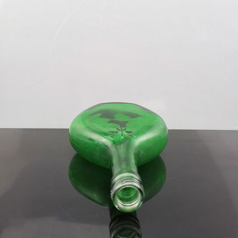 Buy Wholesale China Customed Green Flat Beer Or Vodka Glass Bottle