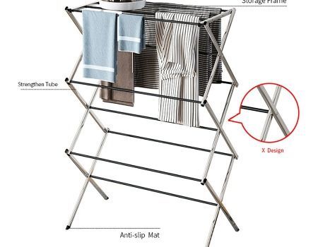 3 Tiers Laundry Organizer Folding Drying Rack Clothes Storage Dryer Hanger Stand 