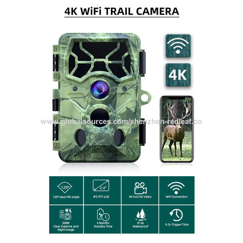 Cámara de rastro WiFi 4K 30MP Bluetooth cámaras de juego con visión  nocturna activada por movimiento impermeable, gran angular de 120°, tiempo  de