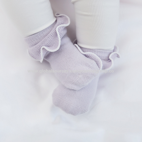 Chaussettes Bébé en Coton Peigné avec Dentelle, Couleurs Macaron, Printemps Automne - Chaussettes Mignonnes pour Bébés en Gros
