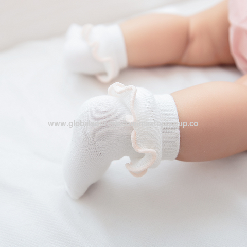 Chaussettes Bébé en Coton Peigné avec Dentelle, Couleurs Macaron, Printemps Automne - Chaussettes Mignonnes pour Bébés en Gros