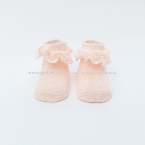 Chaussettes Bébé en Coton Peigné avec Dentelle, Couleurs Macaron, Printemps Automne - Chaussettes Mignonnes pour Bébés en Gros