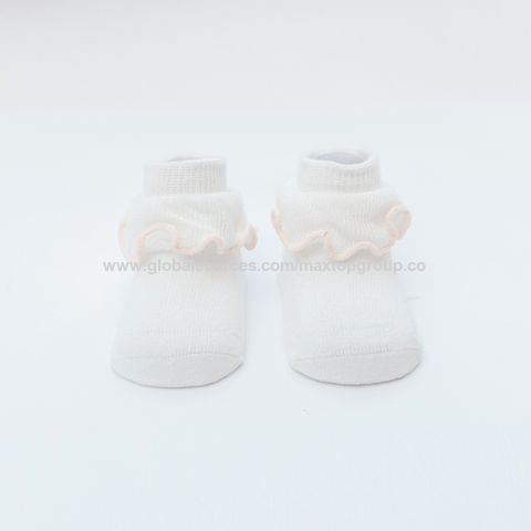 Chaussettes Bébé en Coton Peigné avec Dentelle, Couleurs Macaron, Printemps Automne - Chaussettes Mignonnes pour Bébés en Gros