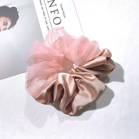 Hair Scrunchie Organza Striped Hair Ring Hair Bands Elastic 