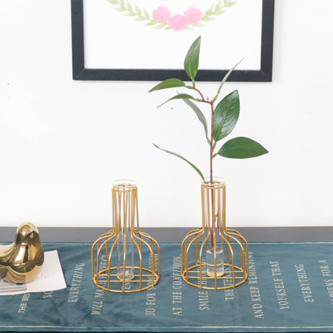 Jarrón de decoración de mesa de salón estilo escandinavo, jarrón hidropónico de hierro, adornos