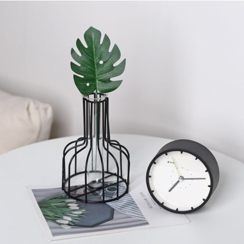 Jarrón de decoración de mesa de salón estilo escandinavo, jarrón hidropónico de hierro, adornos
