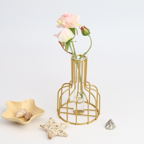 Jarrón de decoración de mesa de salón estilo escandinavo, jarrón hidropónico de hierro, adornos