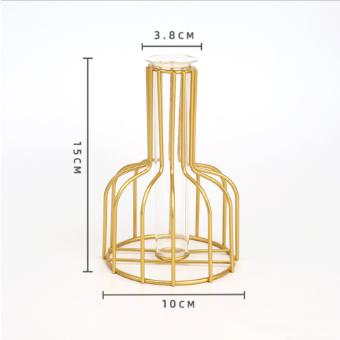 Jarrón de decoración de mesa de salón estilo escandinavo, jarrón hidropónico de hierro, adornos