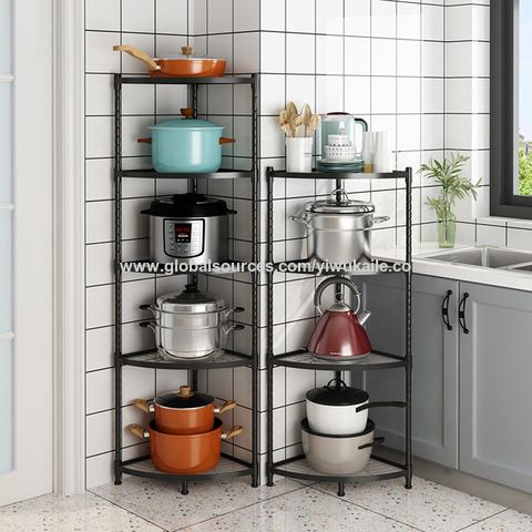 Estantería de cocina de 5 niveles con estantes ajustables, estante de  herramientas de cocina de almacenamiento de unidad de esquina, unidades de