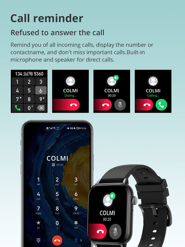 COLMI C60 1.9inch Smart Watch IP67 Waterproof BT Call Function Smartwatch For Android iOS Phone supplier