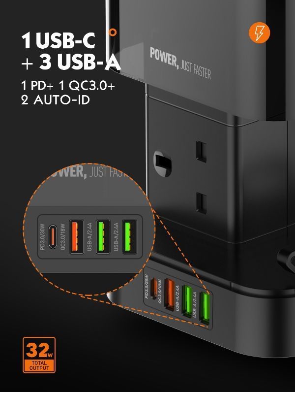 LDNIO SKW6457 UK Power Strip 6 Outlet USB Tower Extension Power Socket 15W Wireless charger Socket supplier