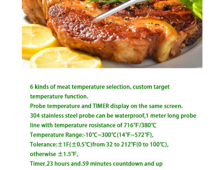 Food Thermometer Kitchen Thermometer -50 To 300'C Instant Read Digital Thermometer  Meat Thermometer BBQ Waterproof