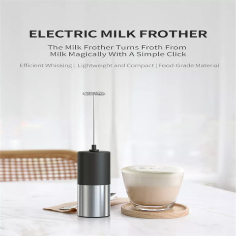Handheld Electric Milk Frother Coffee Frother Stainless Steel Battery  Powered with Stand Foam Maker Kitchen Supplies and Gadgets