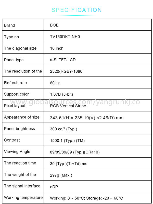 boe tft lcd panel 10.1 specification supplier