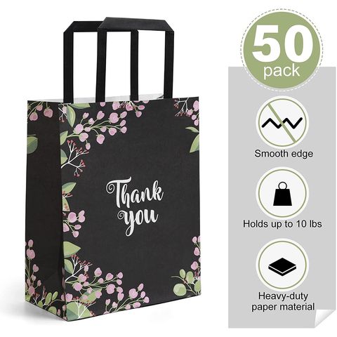 Thank You Gift Bags 50 Pack Small Paper Bags with Handles Floral Design  Thank You Bags for Business Boutique Gifts Wedding Favors - China Paper Box  and Packing Paper Bag price