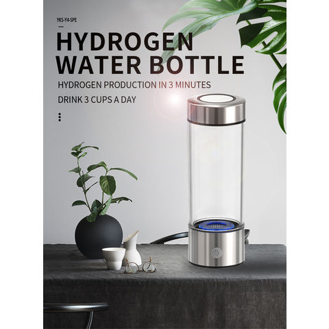 Hydrogen Rich Water Cup ，PEM Technology Ionizer ， Portable USB Rechargeable  Ionized Water Generator Anti Aging Antioxidant Glass Bottle- 350ml