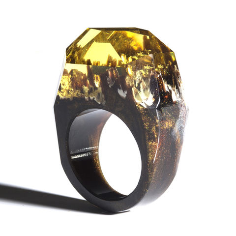 Enchanted Landscape Ring Silicone Mold | Whimsical Forest Ring Making |  Resin Jewelry Supplies (Gold)