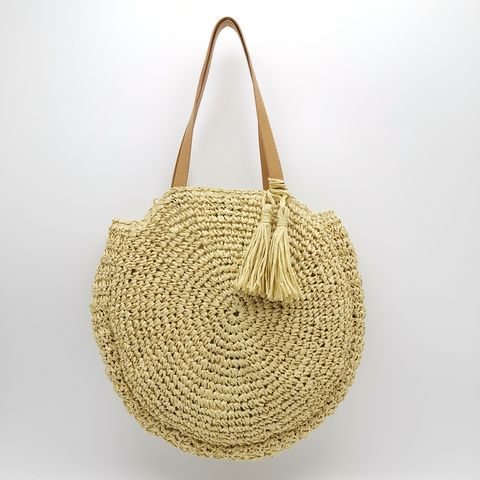 Sac en shop paille pompon