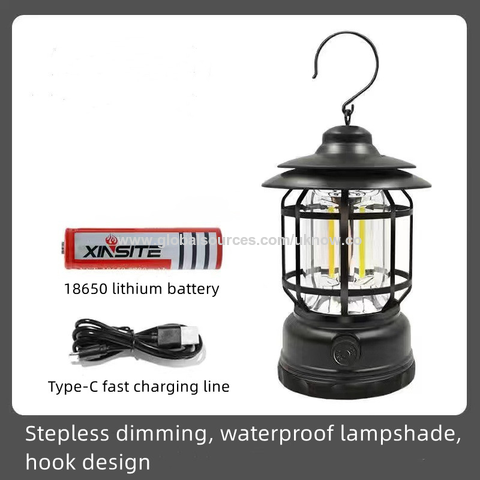 LED Flashlight Type-C Charging Waterproof Camping Lantern Flashlight  Stepless Dimming Multifunctional Portable Lantern Work Lamp