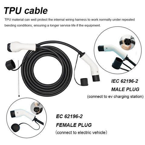 Cable de type 2 16A : LES 1000 BORNES : bornes de recharge, voitures  électriques, équipement chargement véhicules