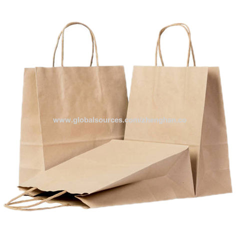 Bolsa de papel kraft ecológica, bolsa de regalo de papel reciclado resistente para compras minoristas con asa retorcida