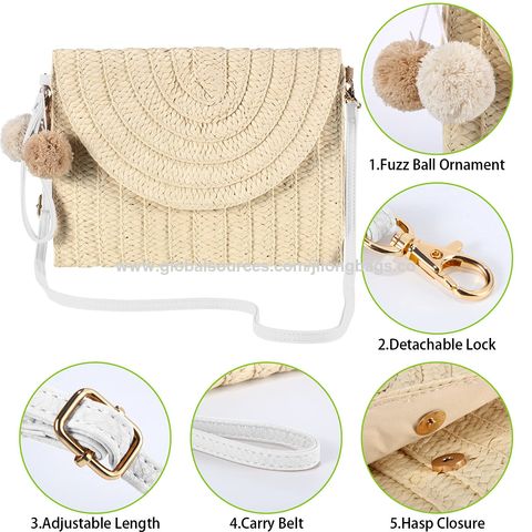 Straw Clutch Purse for Women Woven Rattan Envelope Bag Crossbody Wallet  Handbags Shoulder Tote Bags for Summer