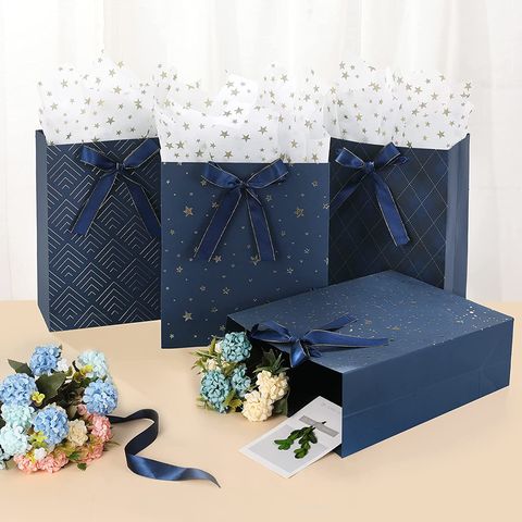 Buy Wholesale China Gift Bags Assorted Premium Blue Gift Bags With Tissue  Paper Use For Birthdays, Baby Shower,weddings & Paper Bag at USD 0.09