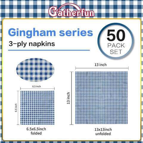 Picnic Gingham Red Cotton Cocktail Napkins 50 Units