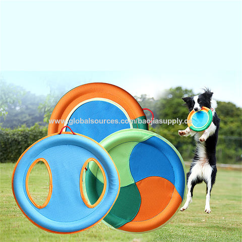 Frisbee de tela para perros, juguete interactivo de entrenamiento con arpillera para morder y tirar