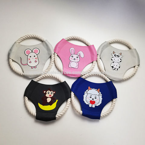 Frisbee para perros con forma de animal, cuerda de algodón, juguete creativo para morder y limpiar los dientes, platillo volador, personalización disponible para mascotas