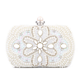 Flower Design Clutch Bag Diamond Pearls Beaded Wedding Clutches And Purses Ladies Fashion supplier