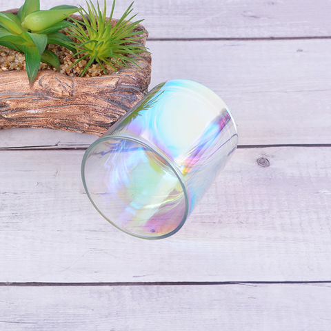 Buy Wholesale China Glass Candle Jars Empty Round Holographic Glass Iridescent  Candle Tumbler Cup For Party Wedding & Glass Candle Jars at USD 1.28