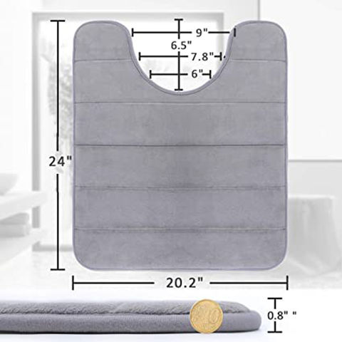 Smiry Memory Foam Bathroom rugs Toilet mats, U-Shaped Contour Carpet, 20 x  24, Grey 