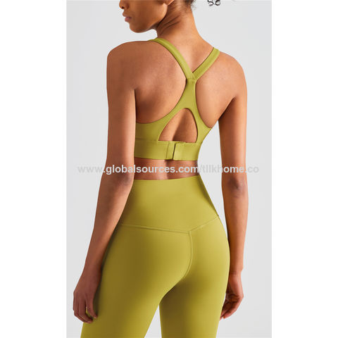 Sujetador deportivo para yoga ropa interior deportiva para correr a prueba de golpes sujetador deportivo para mujer cruz hermosa hebilla trasera