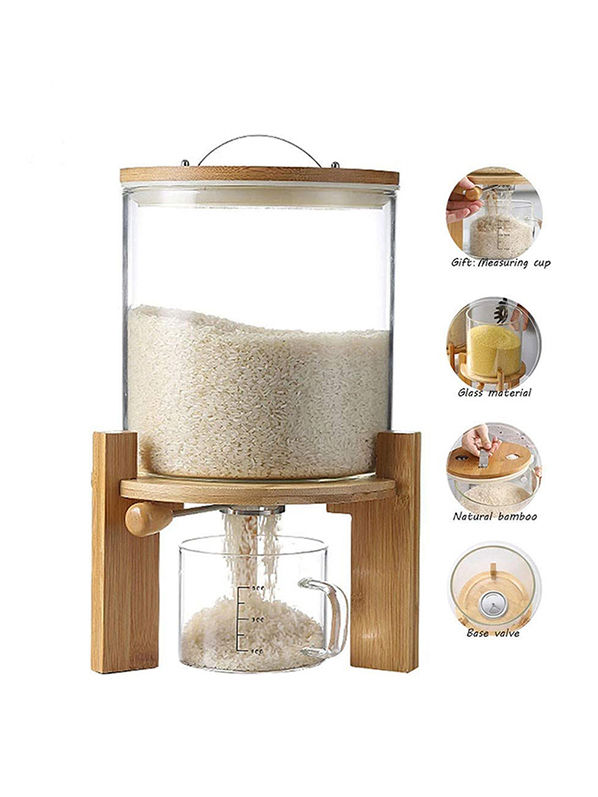 7.5L Glass Airtight Food Storage Container Cereal Rice Dispenser w/ Lids  New