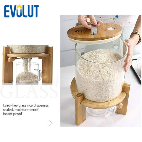 Kitchen Dining Airtight Rice Dispenser Cover Rice Bucket For Cereal Grain  Flour Rice Beans Pet Food Countertoplarge Rice Storage Container With Lid