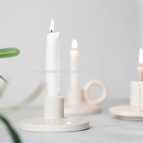 Candelabro de cerámica creativo de viento moderno blanco liso, accesorios para el hogar, rol de decoración romántica