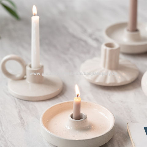 Candelabro de cerámica creativo de viento moderno blanco liso, accesorios para el hogar, rol de decoración romántica