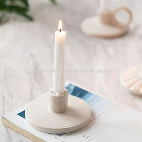 Candelabro de cerámica creativo de viento moderno blanco liso, accesorios para el hogar, rol de decoración romántica