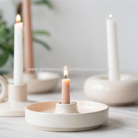 Candelabro de cerámica creativo de viento moderno blanco liso, accesorios para el hogar, rol de decoración romántica