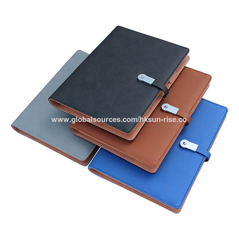 Buy Custom Logo Pu Leather 8000mah Wireless Charger Power Bank Notebook  With Usb Flash Drive For Gift from Shenzhen Porblue Electronic Co., Ltd.,  China