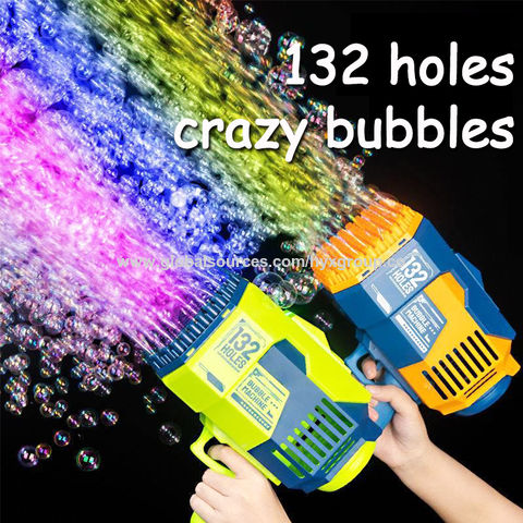 Bubble Gun Rocket 69 Holes Soap Bubbles Machine Gun Shape Automatic Blower  With Light Toys For Kids Pomperos Children Day Gift