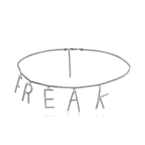 Chaîne de corps sexy personnalisée pour femmes, chaîne de ventre et de taille avec lettres en strass argentés