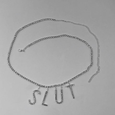 Chaîne de corps sexy personnalisée pour femmes, chaîne de ventre et de taille avec lettres en strass argentés