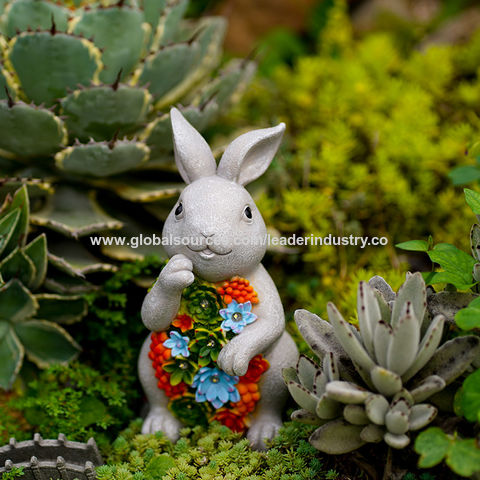 Sculpture de lapin Figurine de lièvre en béton Décoration de lapin