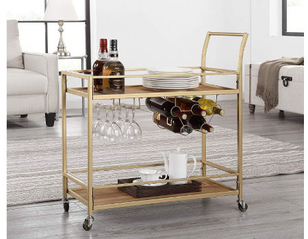 Francesca Bar Cart Serving Cart Bar Cart with Wine Rack Elegant Dinner Party Gentleman's Cart supplier