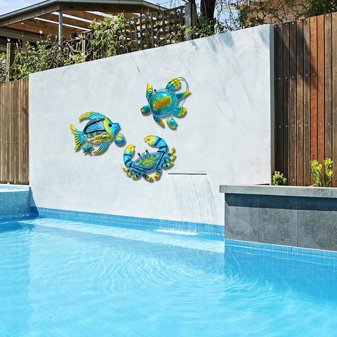 Metal Jellyfish Wall Decor Sea Wall Art Tropical Fish Hanging Sculpture  Beach Theme Decor for Living Room Office Garden 